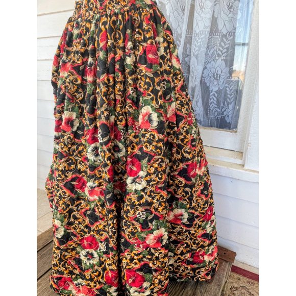 Vintage 1960s Puffy Crinoline Maxi Skirt Metallic Floral - Picture 8 of 15